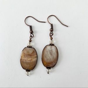 Oval Brown Shell Earrings